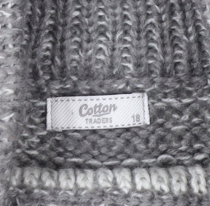 Cotton Traders Women's Grey Roll Neck Chunky Knit Jumper Size 18
