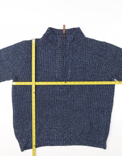 Mountain Warehouse Men’s Blue Half Zip Chunky Knit Jumper L