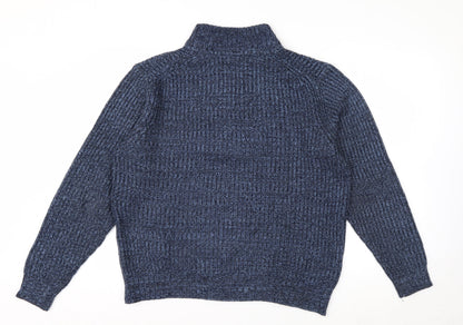 Mountain Warehouse Men’s Blue Half Zip Chunky Knit Jumper L