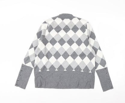 Marks and Spencer Women’s Grey Argyle Crew Neck Jumper Size 16