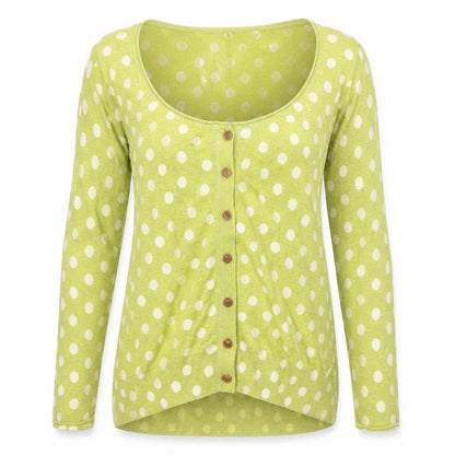 White Stuff Women’s Green Polka Dot Cotton Cardigan Size 8