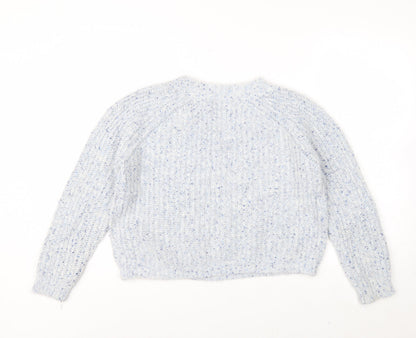 Bonmarché Women's Blue Chunky-Knit V-Neck Jumper Size 14/16