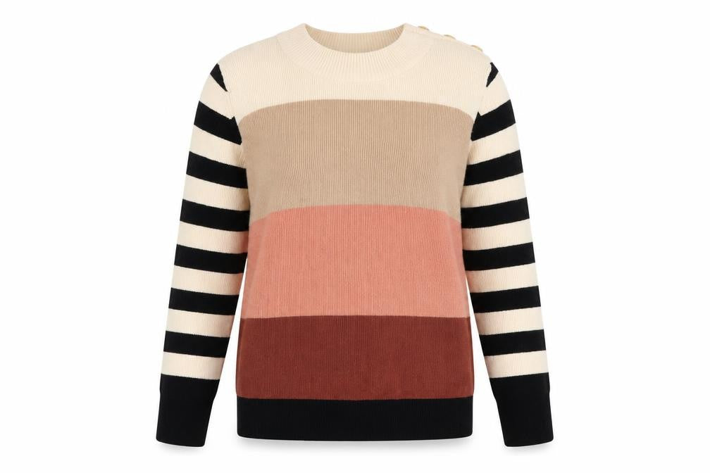Next Women's Multicoloured Stripe Knit Crew Neck Jumper Size M