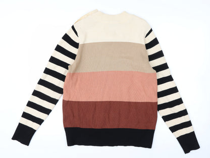Next Women's Multicoloured Stripe Knit Crew Neck Jumper Size M
