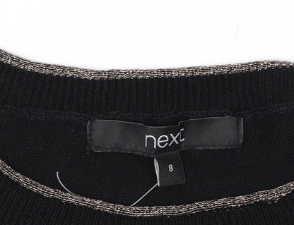 Next Women Black Size 8 Crew Neck Long Sleeve Knit Jumper