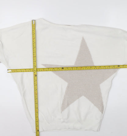 Mint Velvet Women Ivory Star Knit Relaxed Pullover Jumper Size S