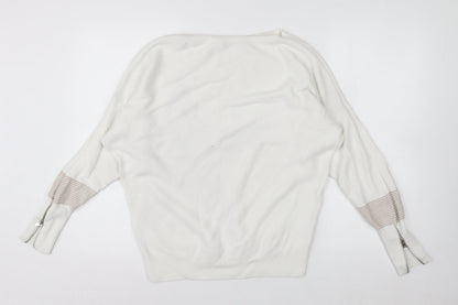 Mint Velvet Women Ivory Star Knit Relaxed Pullover Jumper Size S