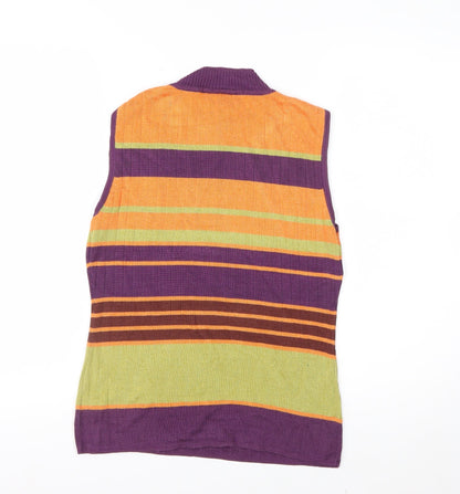 J. Taylor Womens Multicoloured Striped Mock Neck Sleeveless Top Size 12