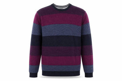 Front view of Maine New England Men's Multicoloured Striped Cotton Crew Neck Jumper M