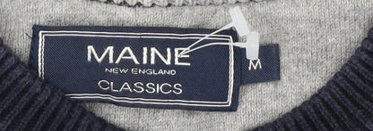 Maine New England Men's Multicoloured Striped Cotton Crew Neck Jumper M