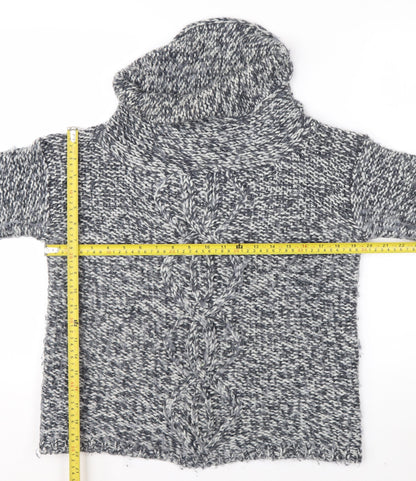 White Stuff Womens Grey Chunky Cowl Neck Wool Blend Pullover Jumper S