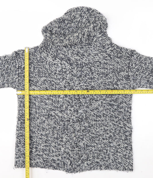 White Stuff Womens Grey Chunky Cowl Neck Wool Blend Pullover Jumper S