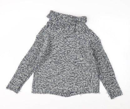 White Stuff Womens Grey Chunky Cowl Neck Wool Blend Pullover Jumper S