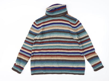 Seasalt Cornwall Womens Multicoloured Roll Neck Lambswool Jumper UK 12