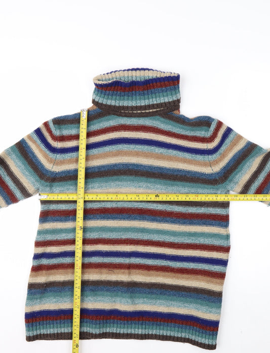 Seasalt Cornwall Womens Multicoloured Roll Neck Lambswool Jumper UK 12