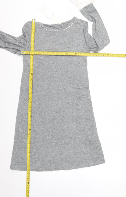 Springfield Womens Grey Beaded Bell Sleeve Tunic Jumper Size 8