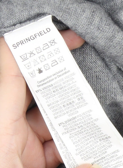 Springfield Womens Grey Beaded Bell Sleeve Tunic Jumper Size 8