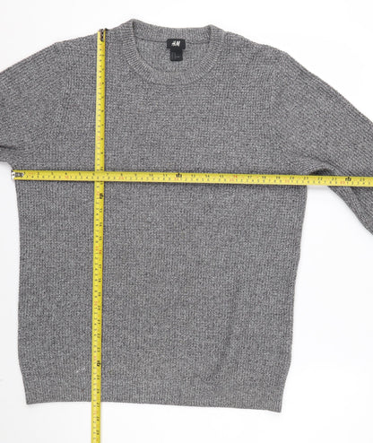H&M Men's Grey Chunky Knit Crew Neck Pullover Jumper Size M