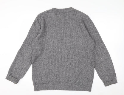 H&M Men's Grey Chunky Knit Crew Neck Pullover Jumper Size M