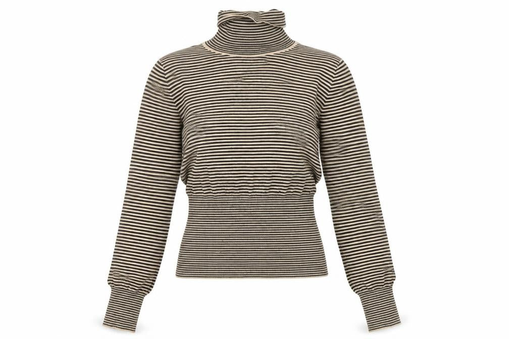 Next Women Beige Striped Roll Neck Long Sleeve Knit Top Size 10