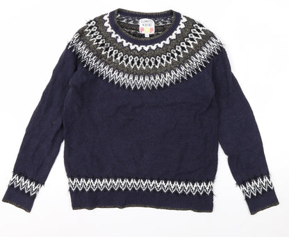 Clements Ribeiro Women’s Blue Fair Isle Knit Jumper Size 12