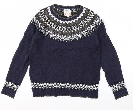 Clements Ribeiro Women’s Blue Fair Isle Knit Jumper Size 12