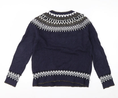 Clements Ribeiro Women’s Blue Fair Isle Knit Jumper Size 12