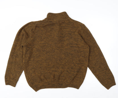 Kensington Eastside Men's Brown L 1/4 Zip High Neck Knit Jumper