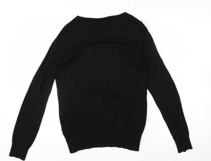 Wallis Petite Black Colourblock Studded Long Sleeve Blouse Size 10