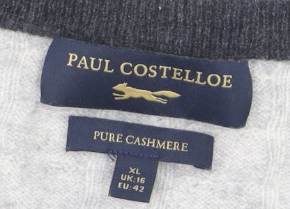 Paul Costelloe Women’s Grey 100% Cashmere Cardigan Size 16