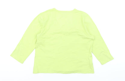 Laura Ashley Women's Green V-Neck Cotton Pullover Jumper Size 16