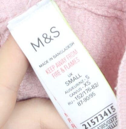 Marks and Spencer Women Pink Small Full Zip Hooded Sweatshirt