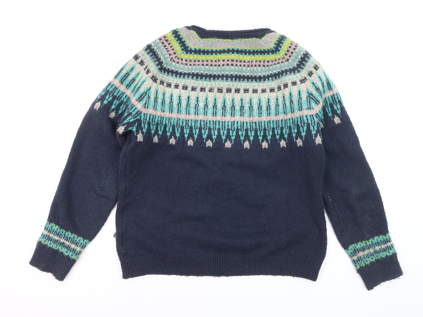 Weird Fish Womens Blue Fair Isle Knit Jumper Size 12