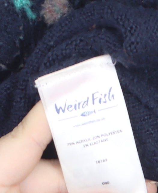 Weird Fish Womens Blue Fair Isle Knit Jumper Size 12