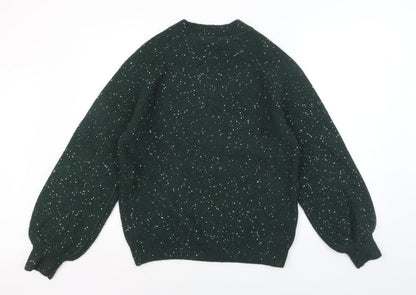 Next Women's Green Sequin Knit Pullover Jumper Size S