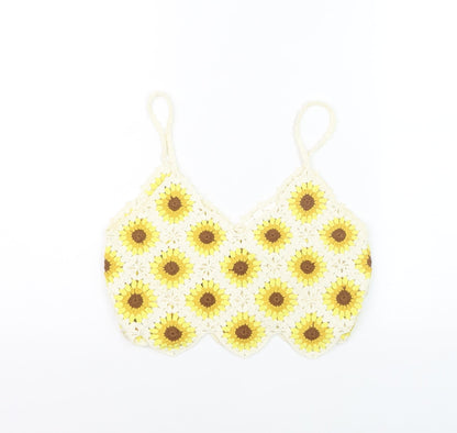 High Spirits Women's Yellow Crochet Sunflower Camisole Top Size 8