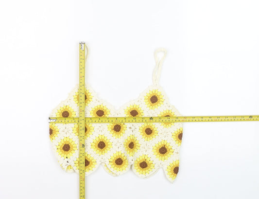 High Spirits Women's Yellow Crochet Sunflower Camisole Top Size 8