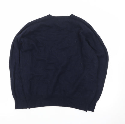 Marks and Spencer Women's Blue Wool Crew Neck Jumper M