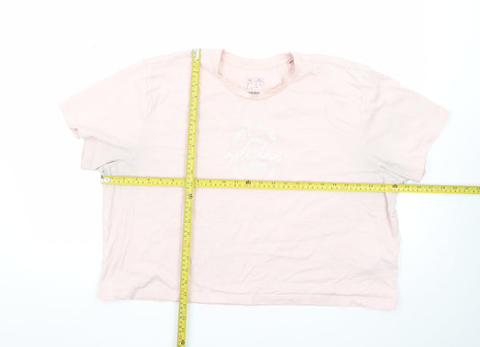 Adidas Women's Pink 2XL Basic Crew Neck Logo T-Shirt