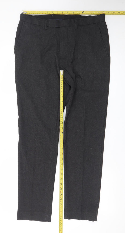 Moss 1851 Men's Black 34in Tailored Fit Dress Pants Trousers