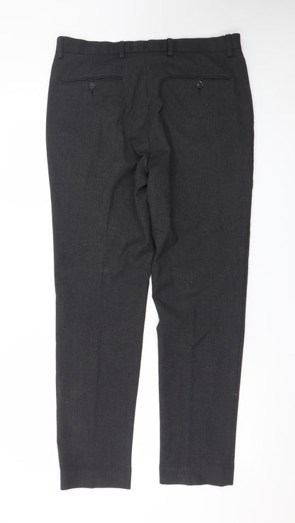 Moss 1851 Men's Black 34in Tailored Fit Dress Pants Trousers