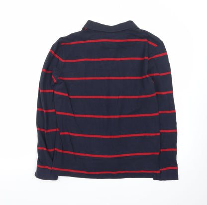 U.S. Polo Assn. Men's Navy Blue & Red Striped Long Sleeve Polo M