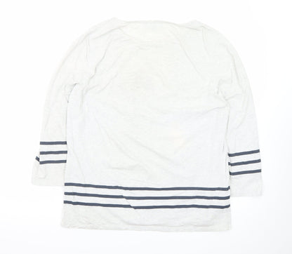 Laura Ashley Women’s White Striped Bicycle Floral 3/4 Sleeve Cotton T-Shirt Size 16
