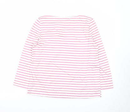Jaeger Womens Pink White Striped Cotton Long Sleeve T-Shirt Size 12