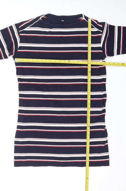 Uniqlo Women Blue Striped T-Shirt Dress L Nautical Casual