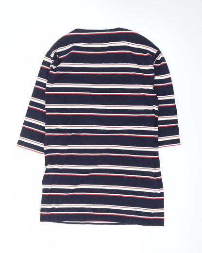 Uniqlo Women Blue Striped T-Shirt Dress L Nautical Casual