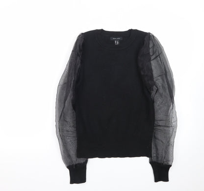 New Look Women’s Black Puff Sleeve Crew Neck Jumper Size 8