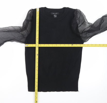 New Look Women’s Black Puff Sleeve Crew Neck Jumper Size 8