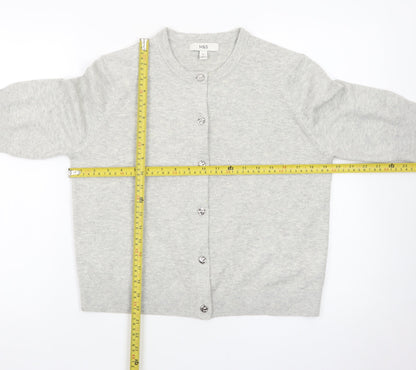Marks and Spencer Women Grey Cardigan Medium Short Sleeve Knit