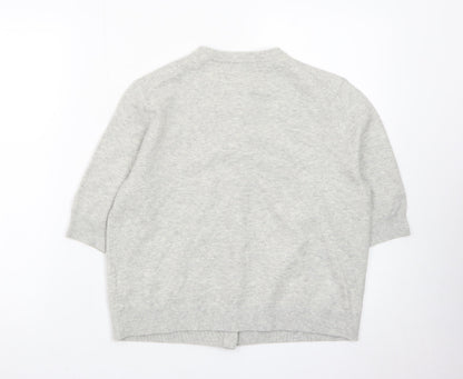 Marks and Spencer Women Grey Cardigan Medium Short Sleeve Knit